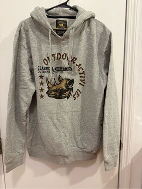 IC COLLECTION Grey Hoodie with Rhino Graphic
